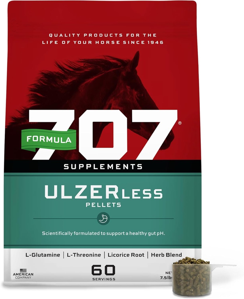 Formel 707 ULZERless equine supplement, 7.5lb Bag - Natural Gut Support til heste med ulcus risikofaktorer