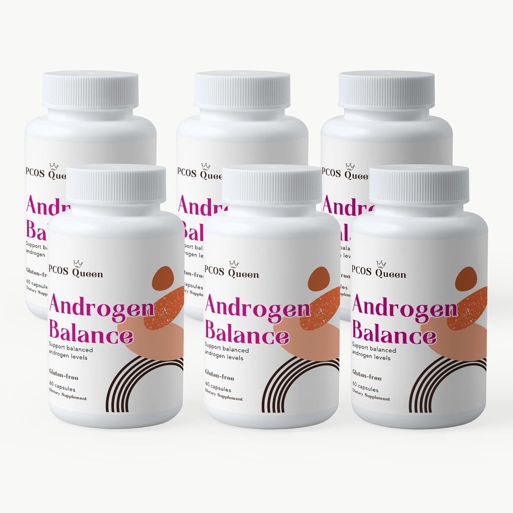 Androgen balance - Hormonbalance supplement til kvinder - Støtte til overskydende krop eller ansigtshår, Balding, Fertilitet (6 flasker)