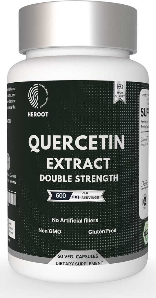 Quercetin Extract Capsules Non- GMO, Gluten- Free, Vegetar Understøtter Samlet sundhedsstyrke Energi (120 Kapsler)