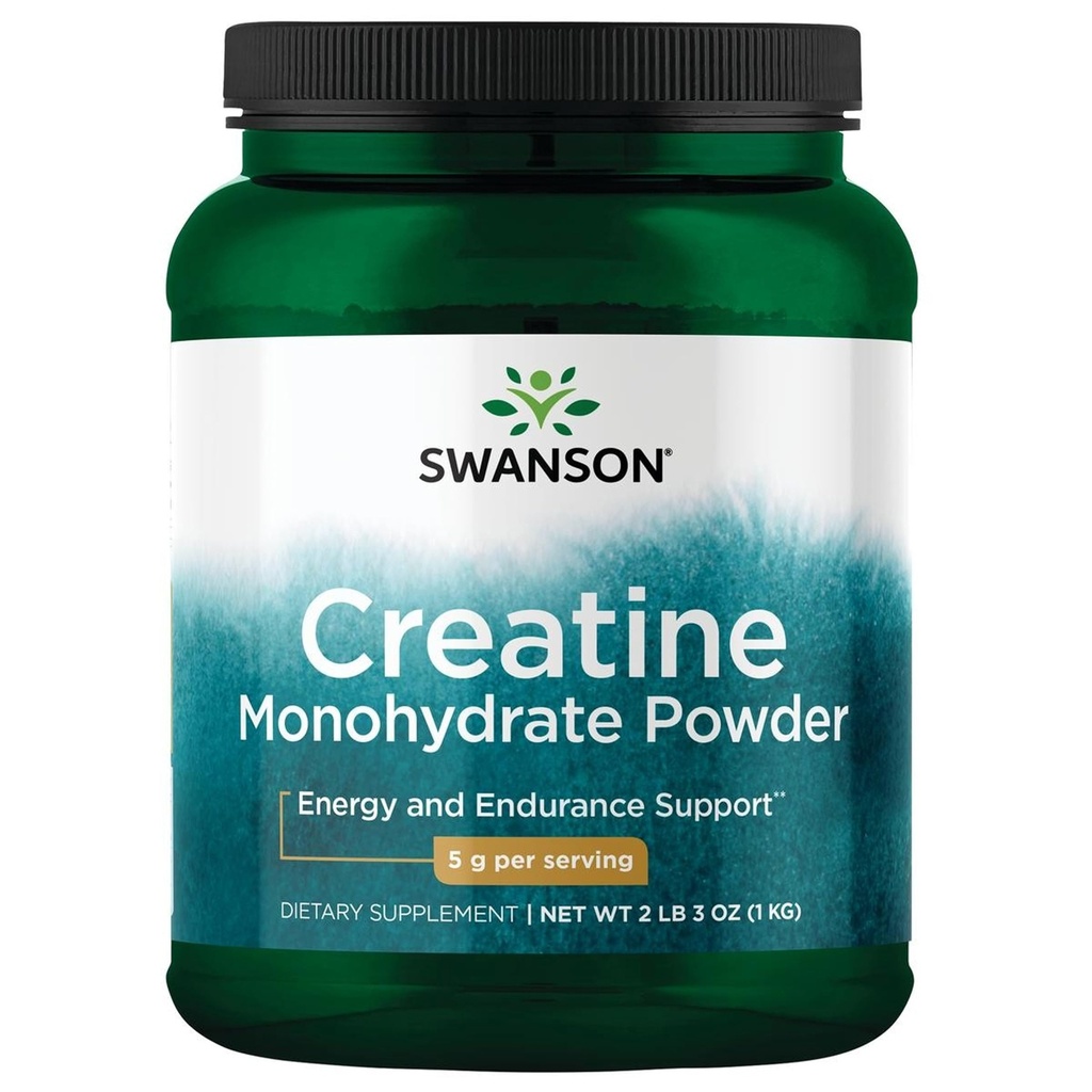 Swanson Creatin monohydrat pulver, mikroniseret, 5g Per Servering, 200 Servere (1 kg)