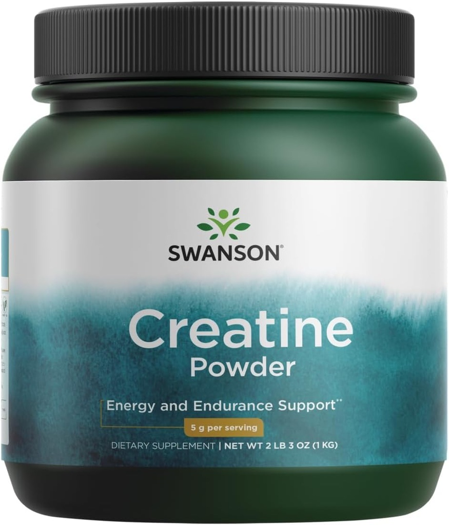Swanson Creatin monohydrat pulver, mikroniseret, 5g Per Servering, 200 Servere (1 kg)