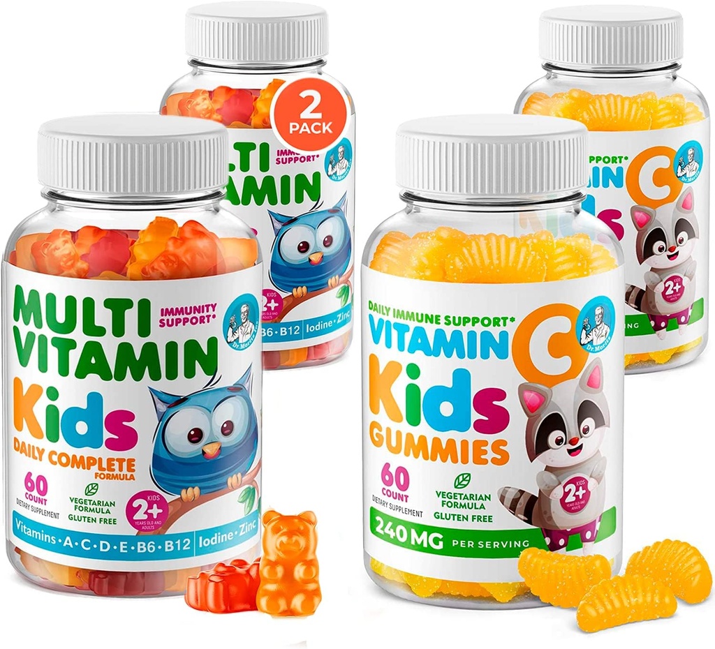 DR. Formand MORITZ Essential Vitamin Par - Kids Multivitamin Gummies Bundle (60 Count, 2 Pack) med C-vitamin (60 Count 2 Pack)