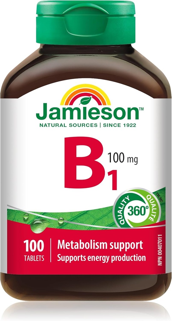 Jamieson Vitamin B1 (Thiamin) 100 mg, 100 tabletter
