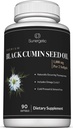 Sunergetic Premium Black Cumin Seed Oil Softgels - 1.000mg Black Seed Oil Per Serving - Ikke GMO kold presset Nigella Sativa - Inkluderer Thymoquinone & Omega - 90 Softgels
