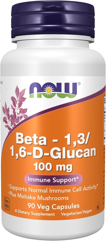 Now Foods Supplements, Beta 1,3 / 1,6- D- glucan 100 mg med Maitake svampe, 90 Veg kapsler