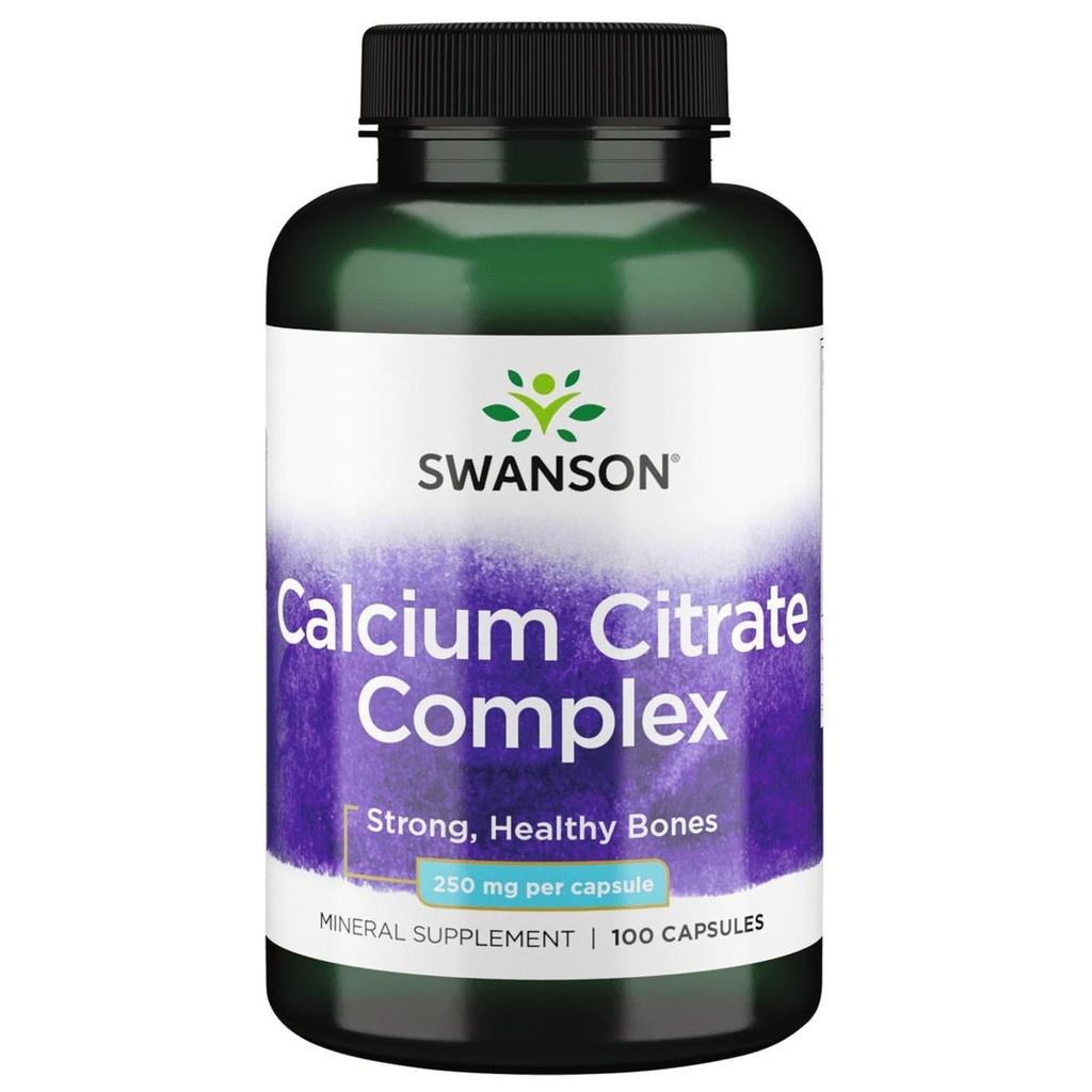 Swanson Calcium Citrate Complex Bone Muskelnerve Health Blood Pressure Support Mineral supplement 250 mg Calcium (fra Citrate & Carbonat) 100 kapsler