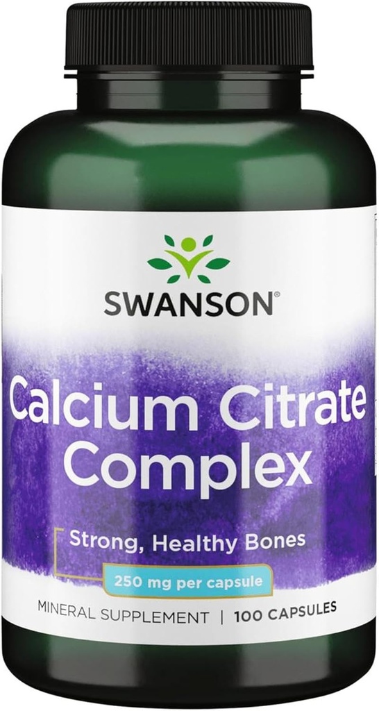 Swanson Calcium Citrate Complex Bone Muskelnerve Health Blood Pressure Support Mineral supplement 250 mg Calcium (fra Citrate & Carbonat) 100 kapsler