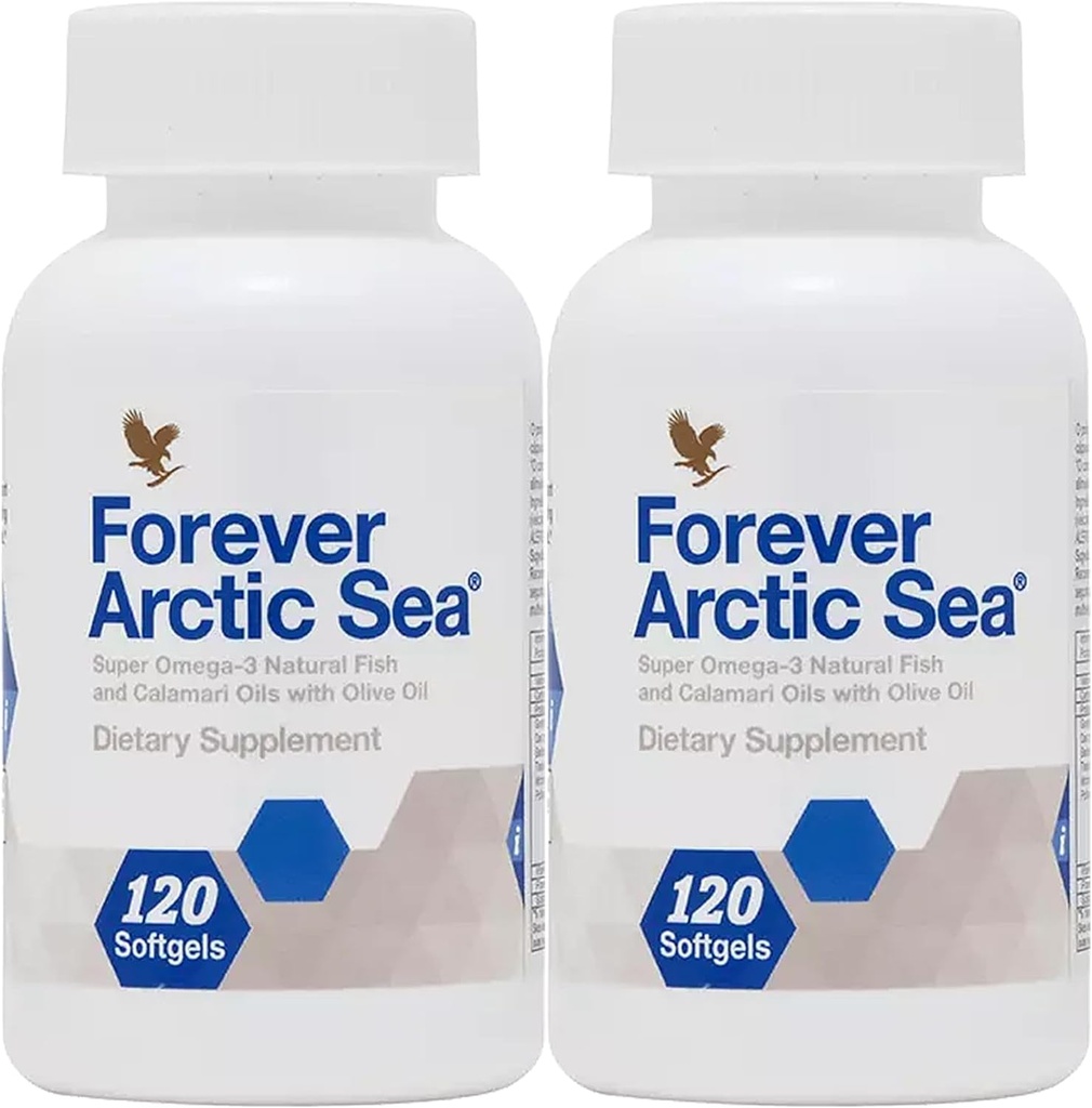 Forever Living - Arctic Sea Omega-3 Supplement - EPA og DHA Blend for hjerte, hjerne og øje sundhed - Gluten- Free - 240 Softgels (Pack of 2)