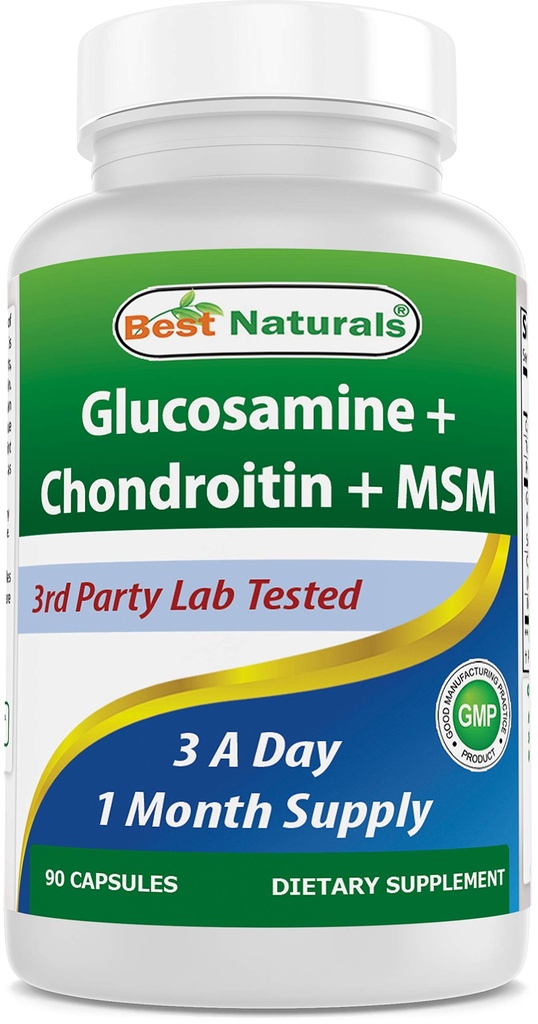 Bedste Naturals, Glucosamin Chondroitin MSM Kosttilskud, 2600 mg per servering, 90 kapsler (90 greve (pakke med 1))