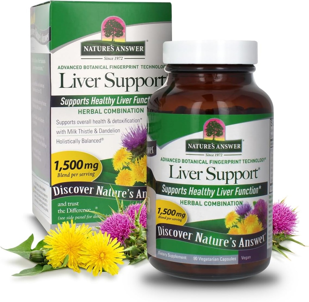 Nature 's svar lever Support 124; Herbal Kombination med mælk tidsel & Mælkebøtte 124; Kosker Certificeret, Vegetarisk og Vegansk 90 Kapsler