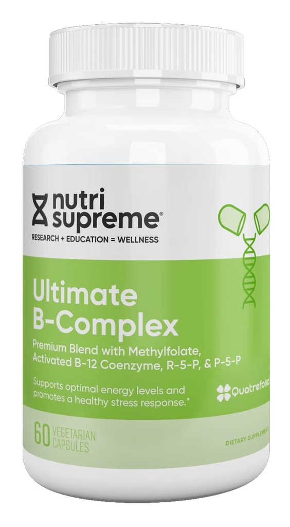 Nutri Supreme Ultimate B Complex, Højt Absabble Essential B Vitaminer med methylfolat til at understøtte nervesystem funktion, 60 kapsler