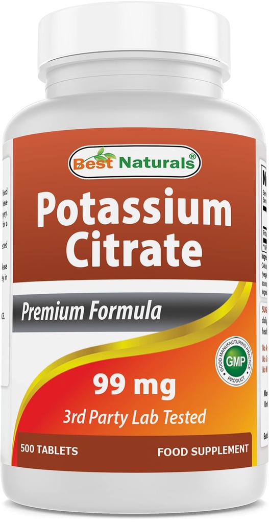 Bedste Naturals Kalium Citrate 99mg 500 tabletter - 3. part Lab Testet