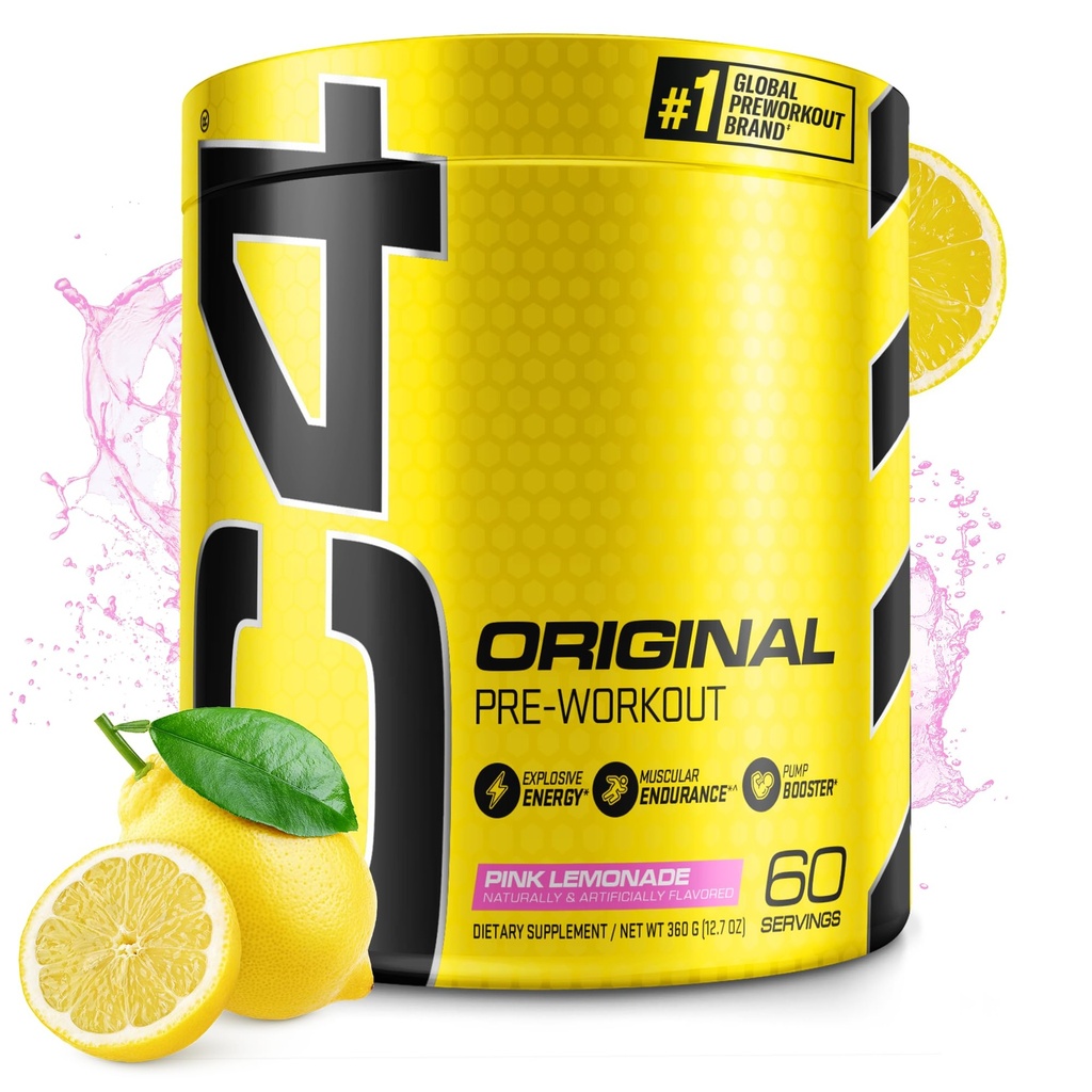 Cellucor C4 Original Pre Workout Powder Pink Lemonade Vitamin C til immunsupport Sukker Gratis Preworkout Energi til mænd og kvinder 150mg Koffein + Beta Alanine + Creatin 60 Servering