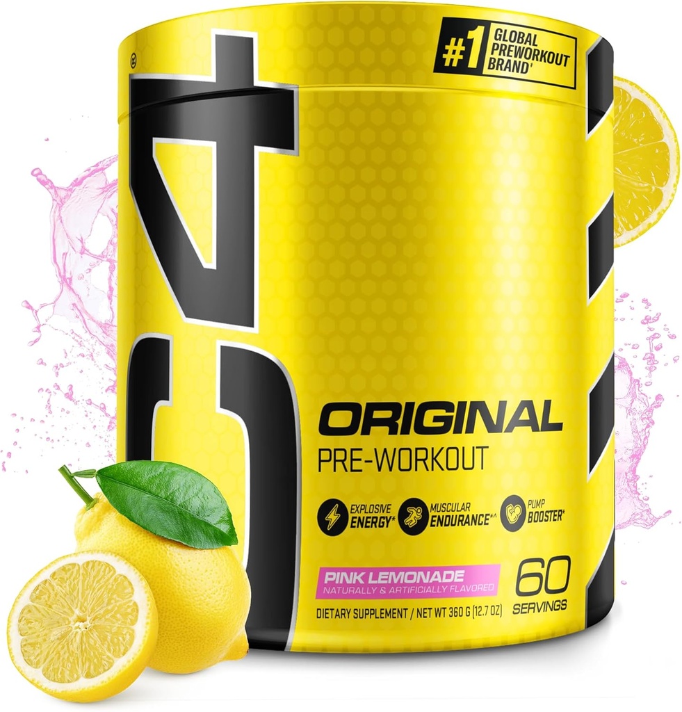 Cellucor C4 Original Pre Workout Powder Pink Lemonade Vitamin C til immunsupport Sukker Gratis Preworkout Energi til mænd og kvinder 150mg Koffein + Beta Alanine + Creatin 60 Servering