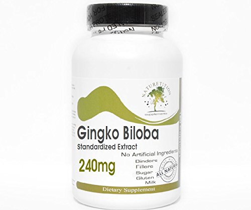 Ginkgo Biloba Standardized Extract 240mg 24% Glycosider ~ 200 Kapsler - Ingen tilsætningsstoffer ~ Naturetition Kosttilskud