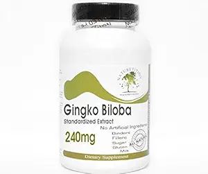 Ginkgo Biloba Standardized Extract 240mg 24% Glycosider ~ 200 Kapsler - Ingen tilsætningsstoffer ~ Naturetition Kosttilskud