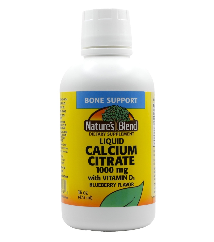 Flydende calciumcitrat 1000mg med D3 16 fl oz Flydende blåbær