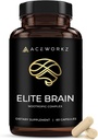 Elite Brain - Nootrop supplement til fokus, hukommelse & mental Clarity - ALCAR, Lions Mane, ALA, L-Theanin, vitamin B Complex - Natural Energy, Caffe- Free (60 kapsler)
