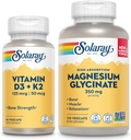 SOLARAY Vitamin D3 K2 and Magnesium Glycinate - Bone Health Bundle - Calcium Absorption, Nerve, Heart and Immune Support w/ 5000 IU Vitamin D, 350mg Chelated Magnesium, 60-Day Guarantee, 60ct/120ct