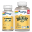 SOLARAY Vitamin D3 K2 og Magnesium Glycinate - Knoglehelseknolding - Calcium Absorption, Nerve, Heart and immunsupport w / 5000 IE D vitamin, 350 mg chelated Magnesium, 60- dag garanti, 60ct / 120ct
