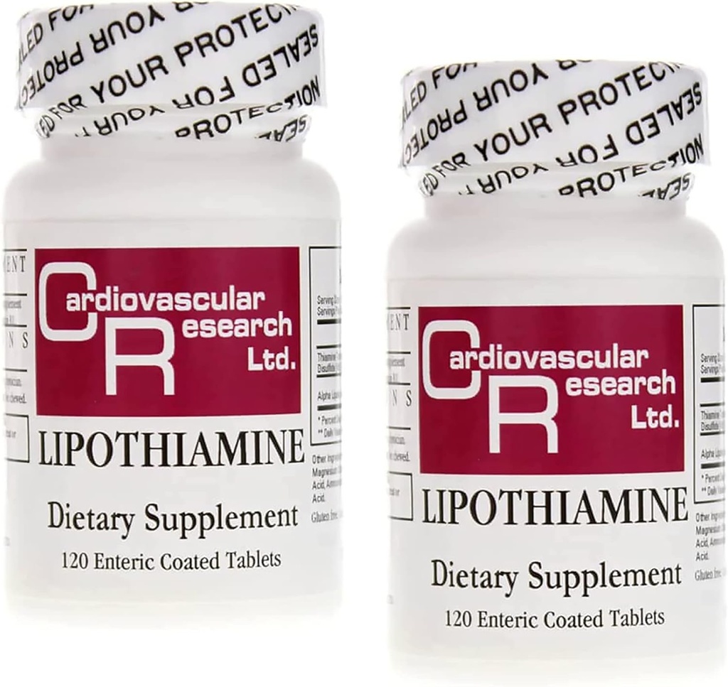 Kardiovaskulær forskning Lipothiamin B1 Supplement 240 tabletter - Vitamin B1 Nu med Alpha Lipoic Acid - 2 X 120 Tæl