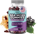 Biolore Sea Moss Gummies med Elderberry - Vegansk Gummies for Kvinder, Mænd og Børn med Bladderwrack & Burdock Root - 60stk