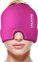 ONLYCARE Migræne Relief Cap, Opgraderet Odorless Migræne Ice Head Wrap, Hovedpine Relief Hat til Migræne, Hot Pink