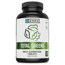 Zhou Total Green - Super Green Kosttilskud, Daily Veggie Pills, Superfood Tabs, Vegetabilske Kosttilskud til voksne, Vitamin Tablets - 120 Tablets