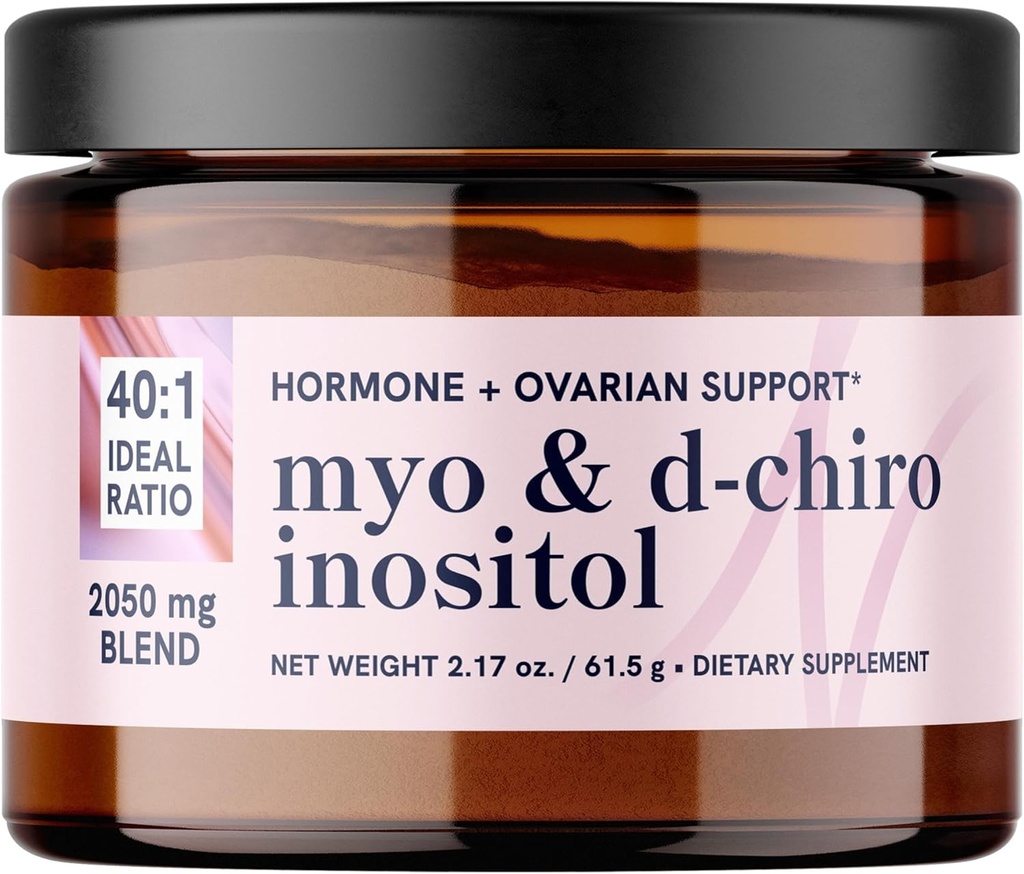 Myo-Inositol & D-Chiro Inositol Powder | Hormone Balance for Women | Ideal 40:1 Ratio | Myo 2000mg, D Chiro 50mg | Regulate Menstrual Cycle and Support Ovarian Health | 30 Servings, 2.17 oz.