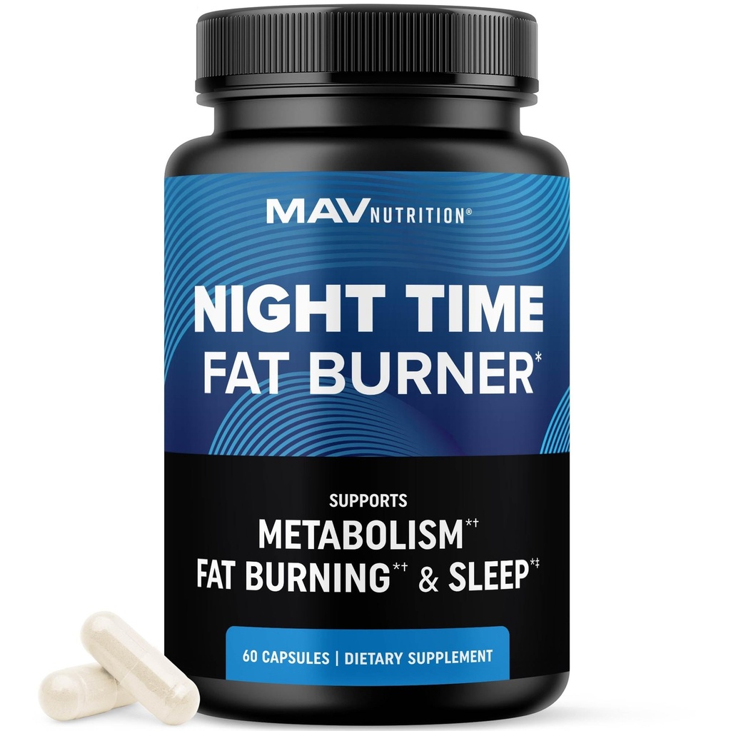 Natlige tid Fat Burner for vægttab støtte & dvalestøtte; Appetite Suppressant, Carb Blocker, Nighttime Metabolisme Booster for Mave Fat Burner & nat Shred med Melatonin Budding124; Non- GMO, Vegan 60ct