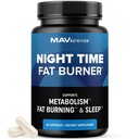Natlige tid Fat Burner for vægttab støtte & dvalestøtte; Appetite Suppressant, Carb Blocker, Nighttime Metabolisme Booster for Mave Fat Burner & nat Shred med Melatonin Budding124; Non- GMO, Vegan 60ct