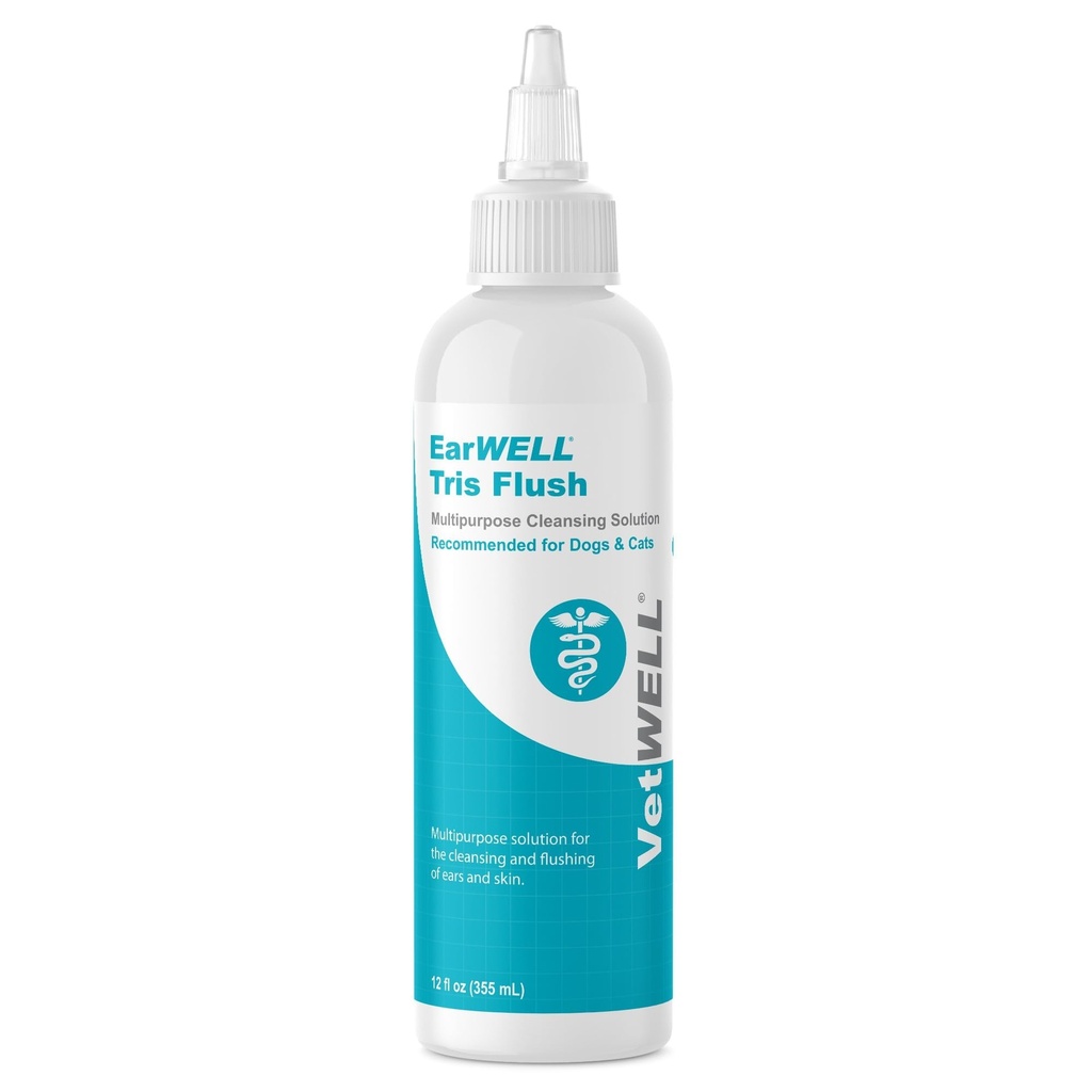 VetWELL hund Øre Cleaner Solution & Infektion Behandling for hunde & katte, Tris Otic Cleanser Drops Hjælper Eliminere Odor og Relieve Infektioner - 12oz