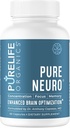 PureLife Organics Pure Neuro - Supplement til eliminering af hjerne tåge, hukommelse support & fokus ekstraudstyr - 30 dages forsyning - 60 Vegan & Gluten- Gratis kapsler - Læge Formuleret til hjerne sundhedsstøtte