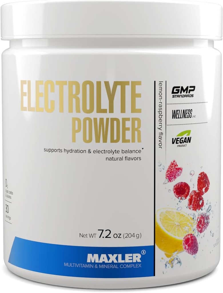 Maxler Electrolyte Powder - Hydration Powder Electrolyte Drink Mix med spor Mineral Complex - Keto Electrolytes Powder med naturlige smagsstoffer og sødestoffer - 30 Servering - Lemon- Hindbær