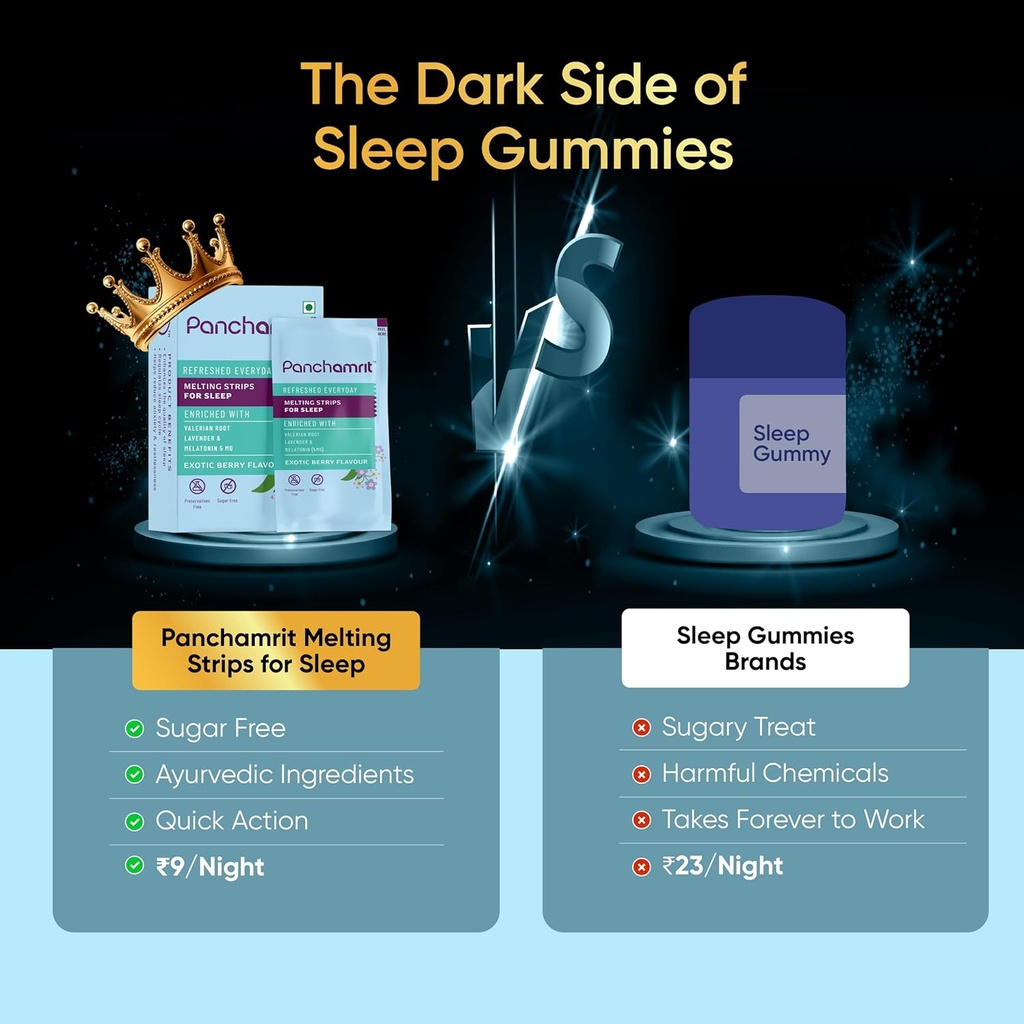 Smeltestrips til sovemelatonin 5 mg, 30 Vegan Strips (pakke med 1)