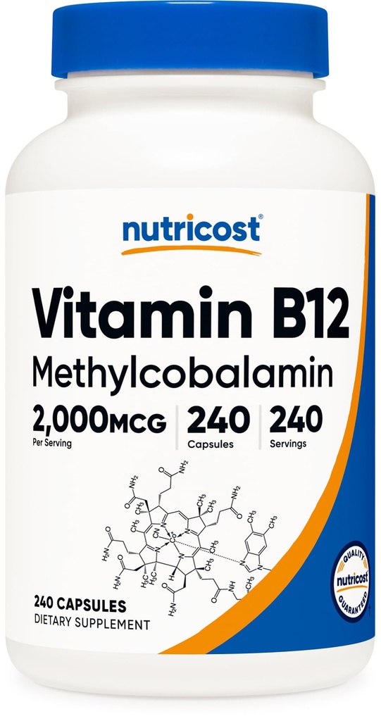 Nutricost Vitamin B12 (Methylcobalamin) 2000mcg, 240 Kapsler - Vegetariske Caps, Non- GMO, Gluten Free B12 Supplement