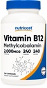Nutricost Vitamin B12 (Methylcobalamin) 2000mcg, 240 Kapsler - Vegetariske Caps, Non- GMO, Gluten Free B12 Supplement