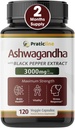 Ashwagandha Capsules 3000 mg - 120 Vegan Cap Lavet med Organic Ashwagandha Powder and Root Extract. Gluten Free. Fremstillet i USA