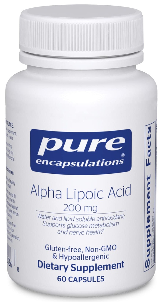 Pure indkapslinger Alpha Lipoic Acid 200 mg - 200mg ALA - Lever & Antioxidant Support * - for Nerve Sundhed & Carb Metabolisme - Vegan & Non- GMO supplement - 60 kapsler