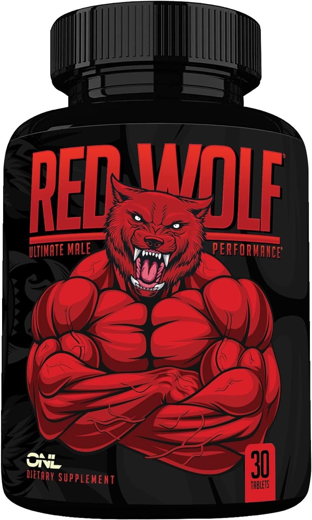 ONL Red Wolf Testosteron Booster for mænd - Ultimate Men 's Supplement for høj potens Endurance, Energi & Styrke - Testosteron Supplement for mænd - w / Tongkat Ali Male Enhancement - 30 Ct