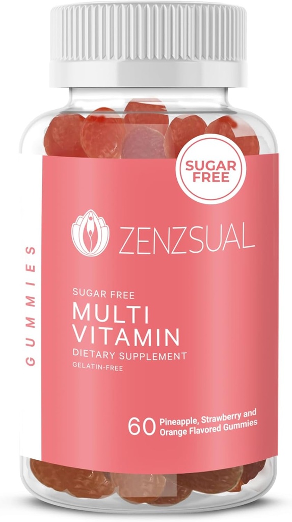 ZENZSUAL Multivitamin Gummier - Voksen Kosttilskud med C-vitamin, Biotin, Zink - Tasty, Sugar- Free, Gelatin- Free immunsupport Gummies for Daily Wellness (60 Flavored Gummies)