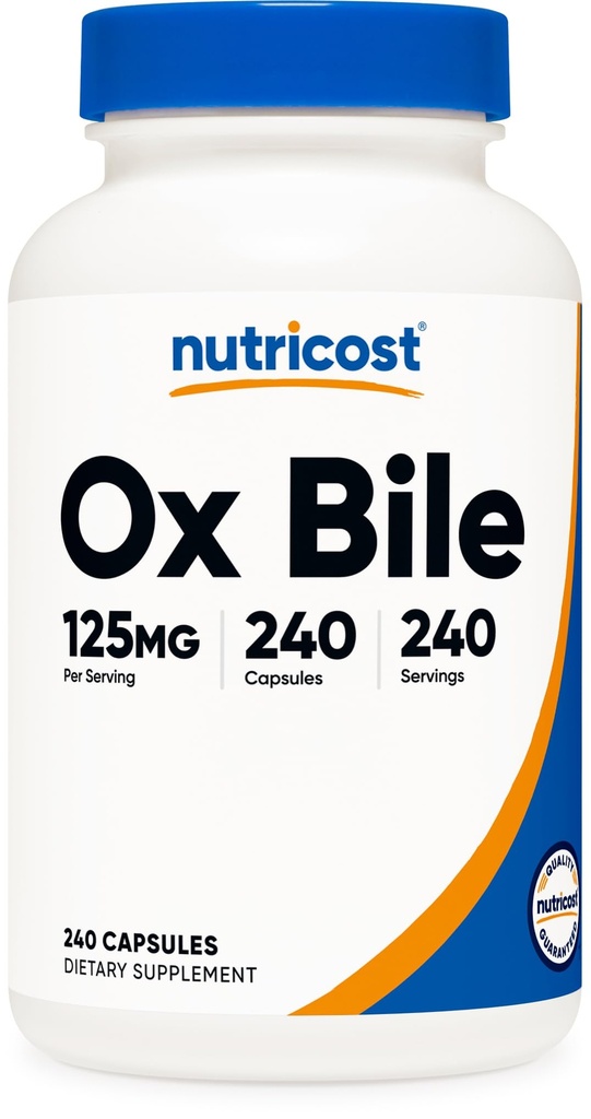Nutricost Ox Bile Kapsler 125mg, 240 Kapsler - Ikke - GMO