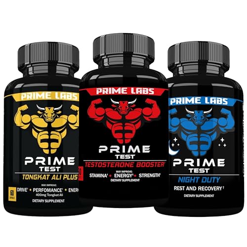 Prime Labs Prime Test Testosteron Booster + nat Duty Sleep Supplement + Tongkat Ali Plus (60 Greve hver)