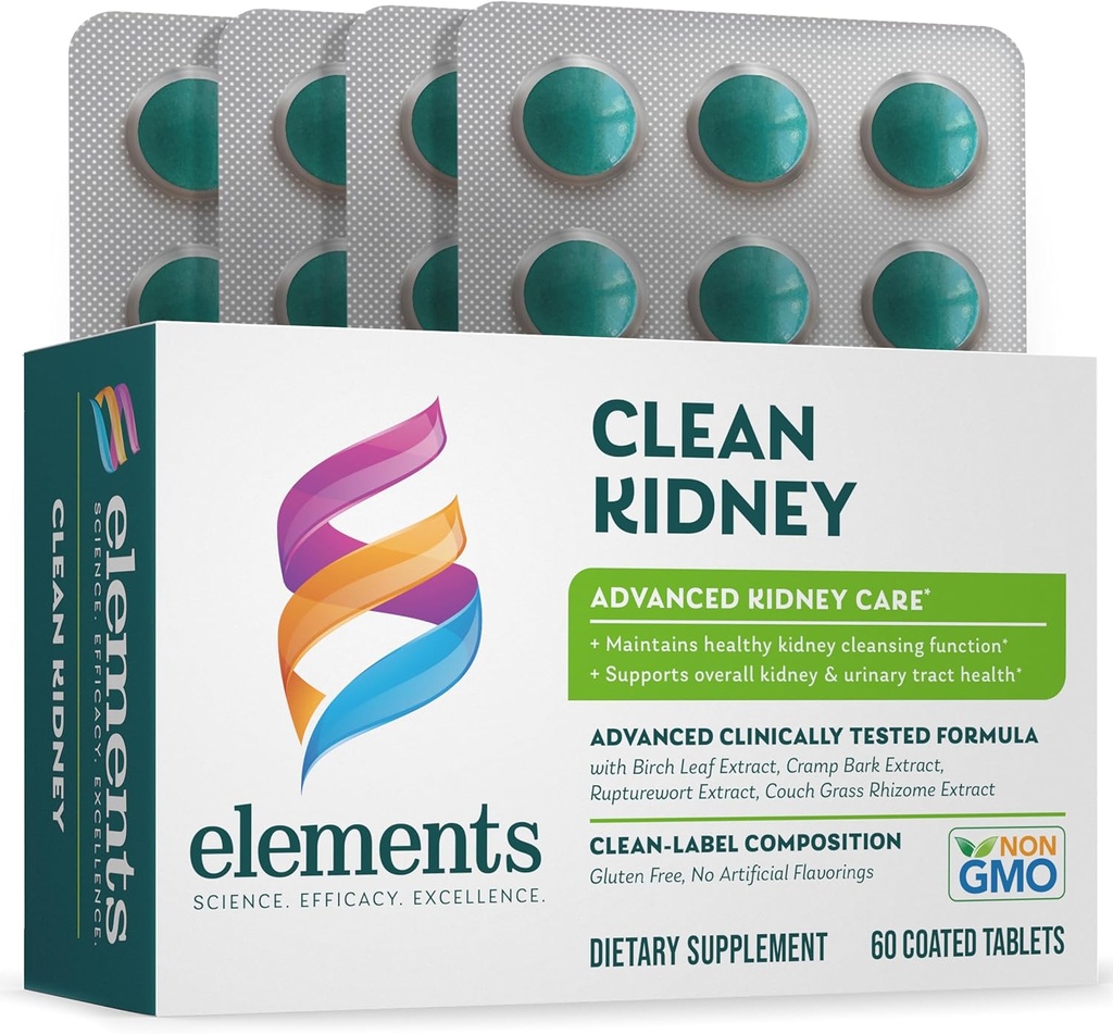 Elementer Clean Nyre, 60 tabletter (30 dages forsyning), understøtter normal Nyre og Urinary Tract funktion, Gluten Free,