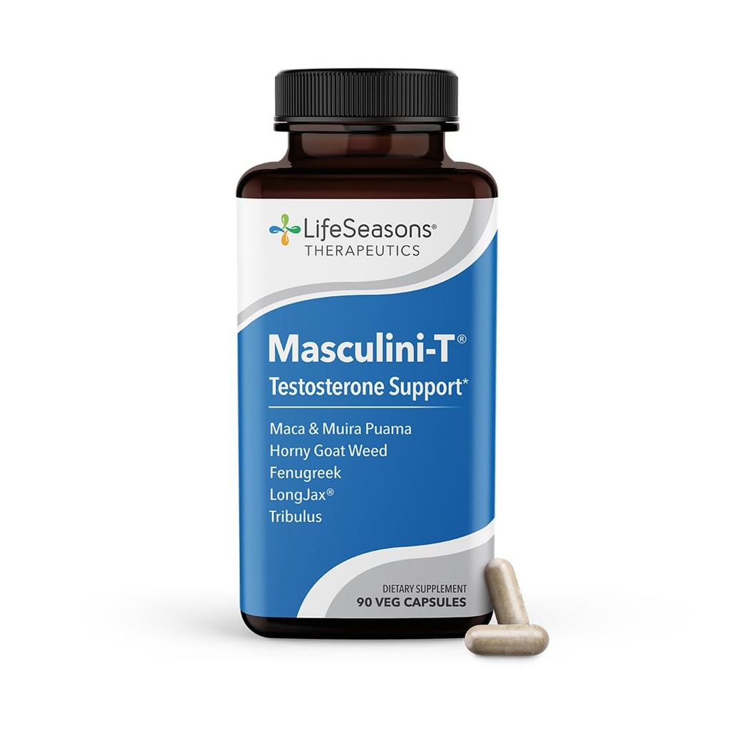LifeSeasons Masculini- T - Testosteron Support - Forbedrer mentale og fysiske aspekter af seksuel og atletisk ydeevne - Understøtter normal erektil funktion - Forbedre Libido - 90 kapsler