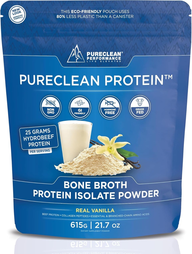 PureClean Protein - 500g Beef + Collagen ISOLATE Powder Б124; Zero Fillers Б124; Rich in EAA, BCAA, Glycin & Proline for Muscle, Joints & Gut Б124; Premium Grass- Fed Swedish Hydrobeef ™ Б124; Organic Vanilla Flavor