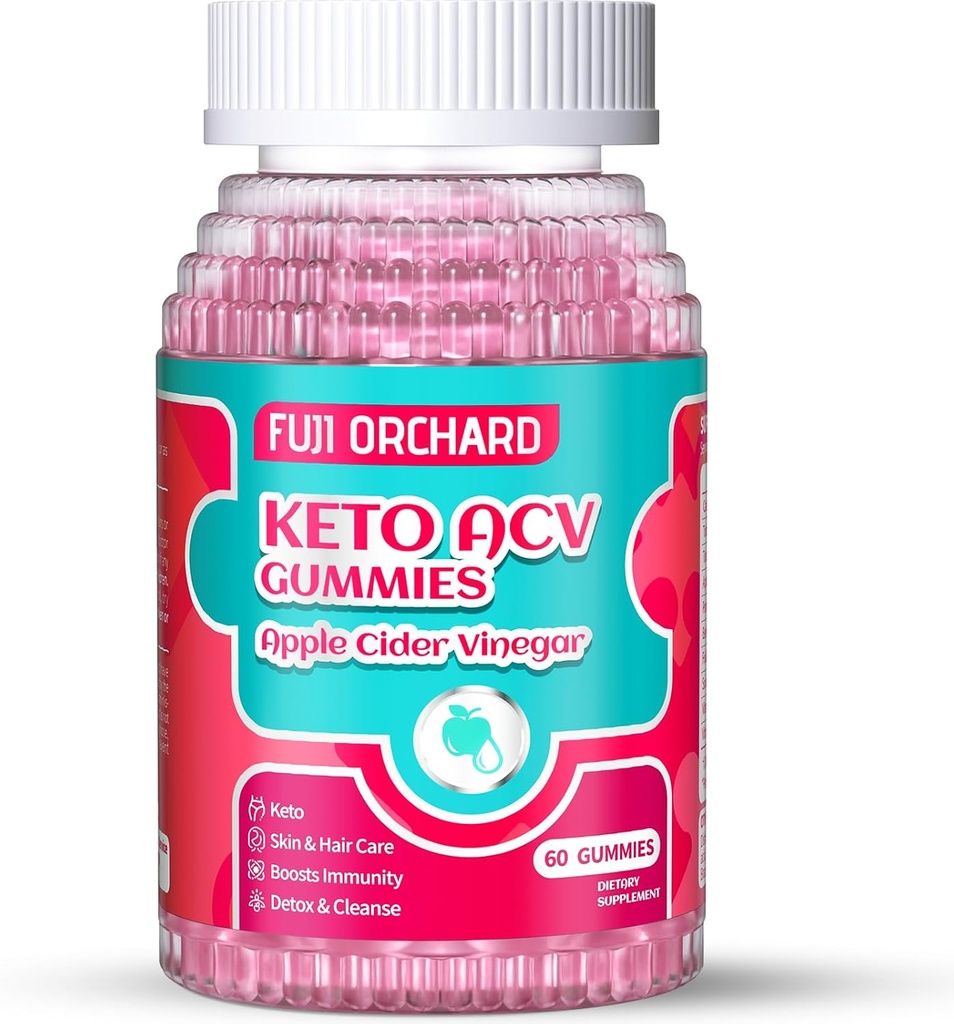 Keto ACV Gummies for vægttab - lækker 1500MG Apple Cider Vincils med mor, Probiotika, Vitaminer B6 & B12, Vegan & Non- GMO - Understøtter Metabolisme & Fat Burn til kvinder, 60 Vegan