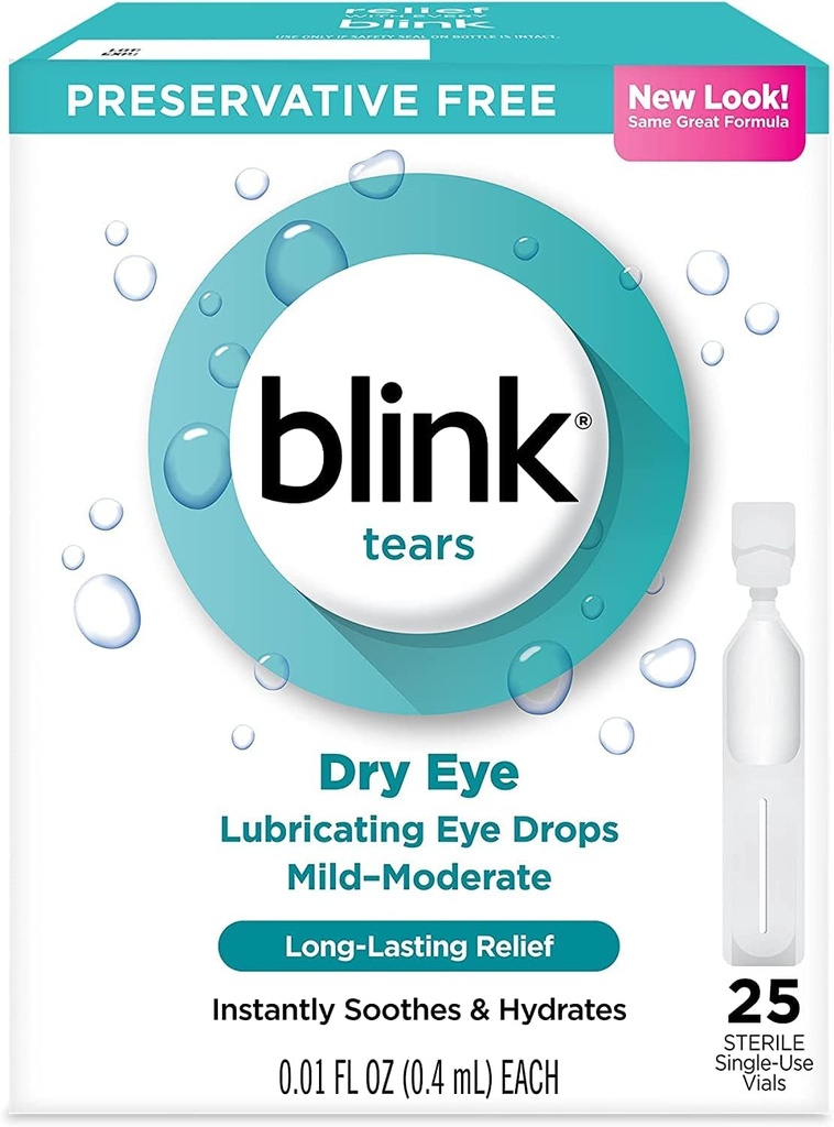 Blink Tårer smøremiddel øjendråber Mild- Moderate tørre øje, 25 greve - 0,01 oz (4 Pack)