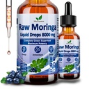 Raw Moringa Liquid Drops 8000 mg, Organic Moringa Oleifera Leaf Extract w. Supergreens Blend of Wheatgrass, Barley Grass for Antioxidant, Energy & Immune, High Potence Than Capsules Powder