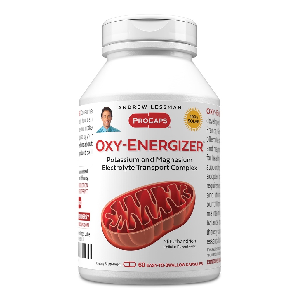 ANDREW LSSMAN Oxy- Energizer 60 kapsler - Kombination af to Vital Elektrolyte- Minerals Potassium- Magnesium Aspartat- Citrate Complex til støtte Optimum Cellular Energy Production. Ingen tilsætningsstoffer